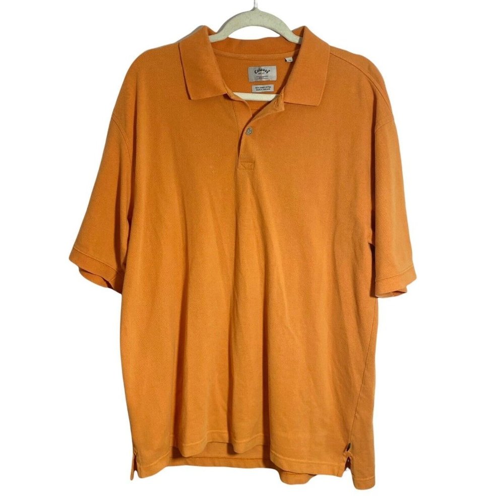 Callaway Golf Sport Mens Polo Shirt Sz XL Combed Cotton Orange 100% Cotton